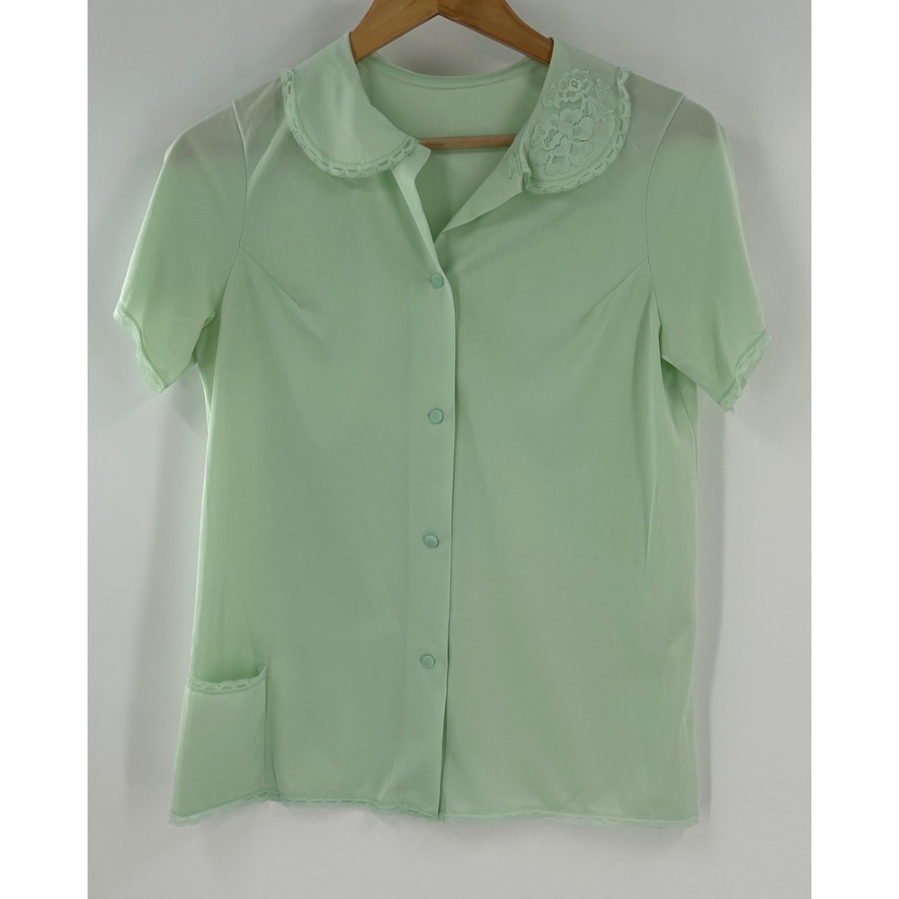 Vintage Shadowline Nylon Sleepwear Lot Mint Green Pajama Set Pink Robe Small USA